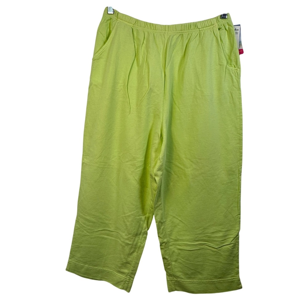 Fresh Produce Women Lime Green French Terry Capri Pants ACPFRTC Pale Reef L